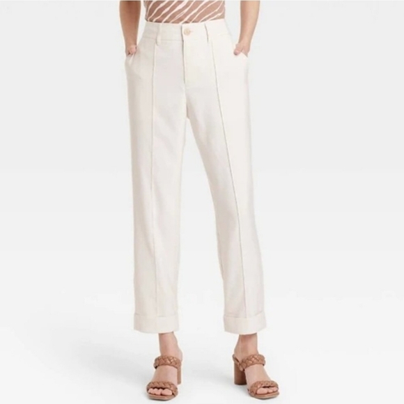 a new day Pants - a new day Women's Cropped Cream Tailored Pants